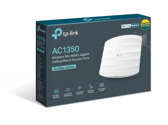 TP Link EAP225 AC1350 Wireless MU-MIMO Gigabit Ceiling Mount Access Point 