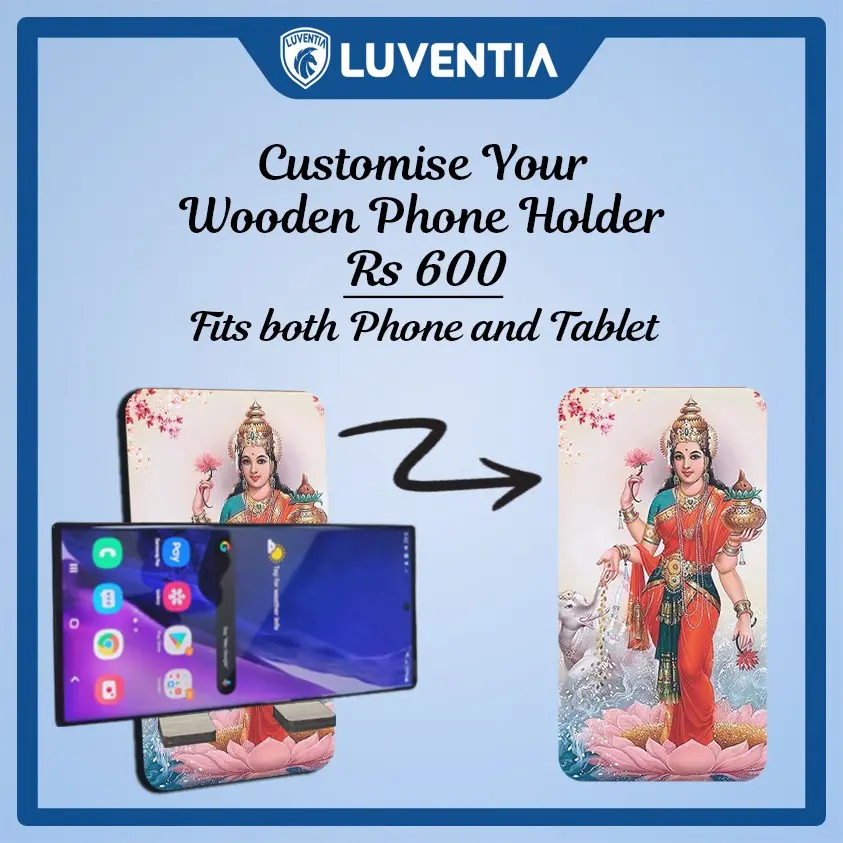 Phone Holder UV - Hindu- Lakshmi baby pink background