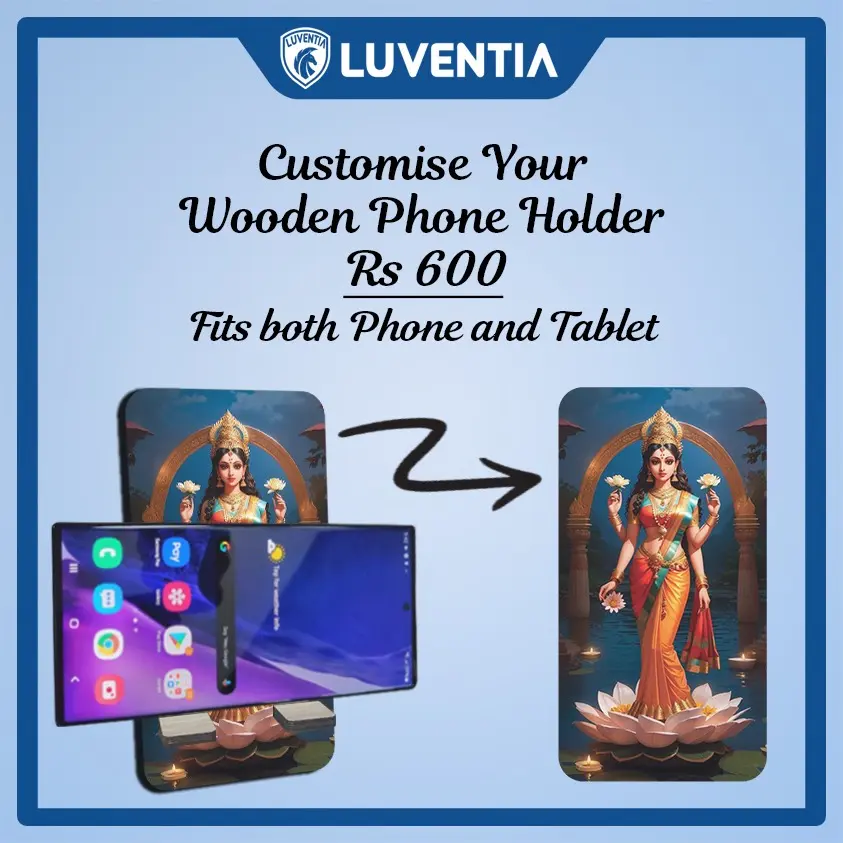 Phone Holder UV - Hindu- Lakshmi blue background