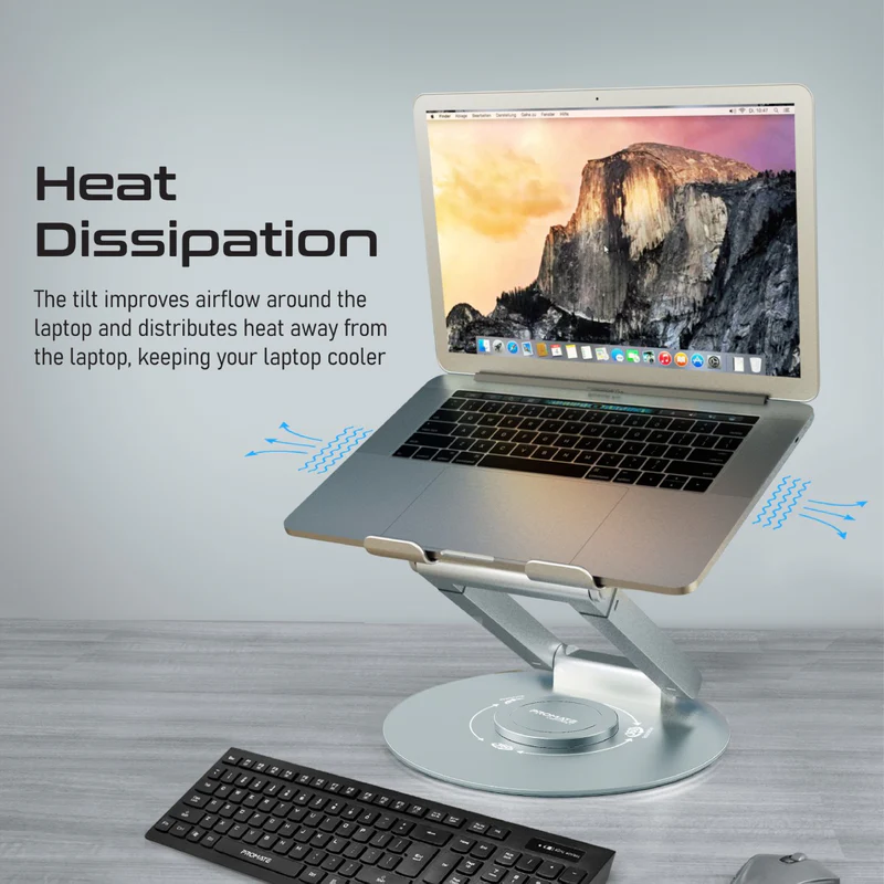Promate Ergonomic Multi-Level Aluminium Laptop Stand - DESKMATE-6.GREY