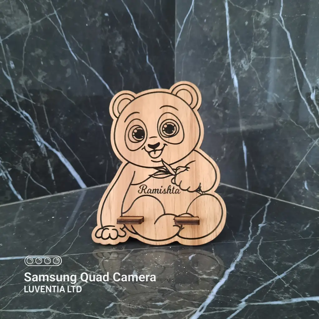 Phone Holder Engraving - Panda - Sitting