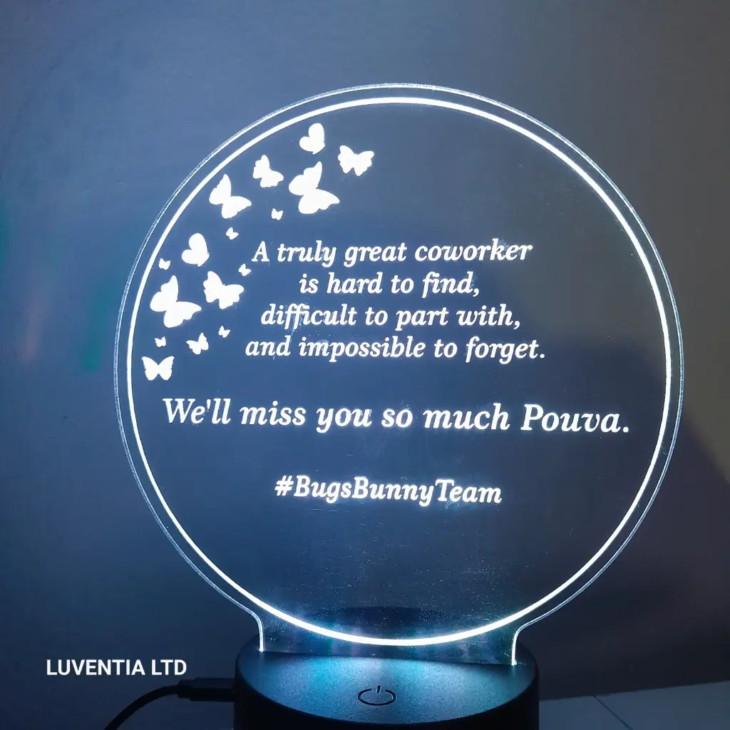 Big Round Butterfly Line Border- Led Lamp - Engraving (18cm)