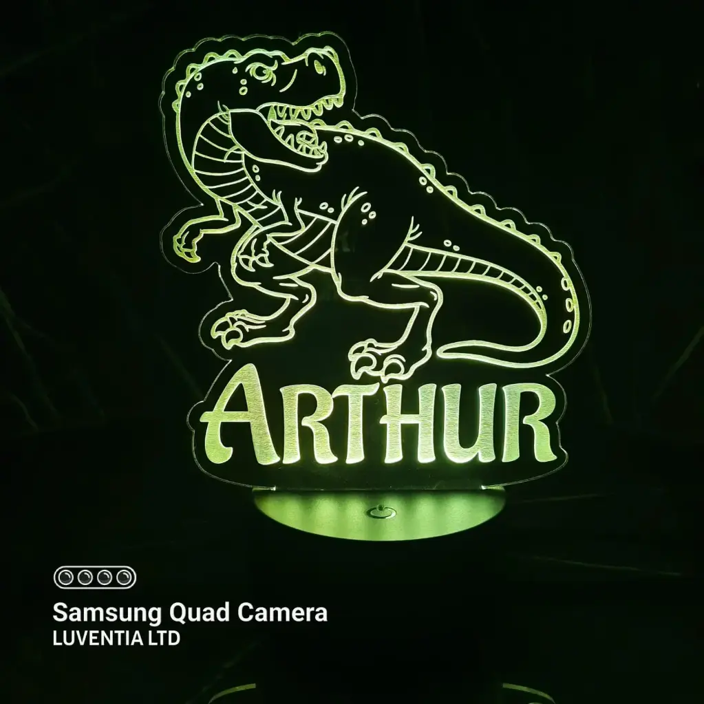 Dino with Name - Led Lamp - Engraving (18cm)