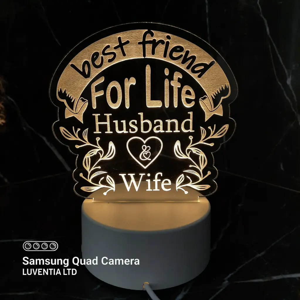 Best Friend for Life Husband & Wife - Led Lamp - Engraving (15cm)