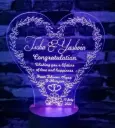 Heart Form Floral Border - Led Lamp - Engraving (19cm)