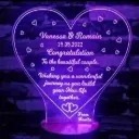 Heart with line Border - Led Lamp - Engraving (19cm)