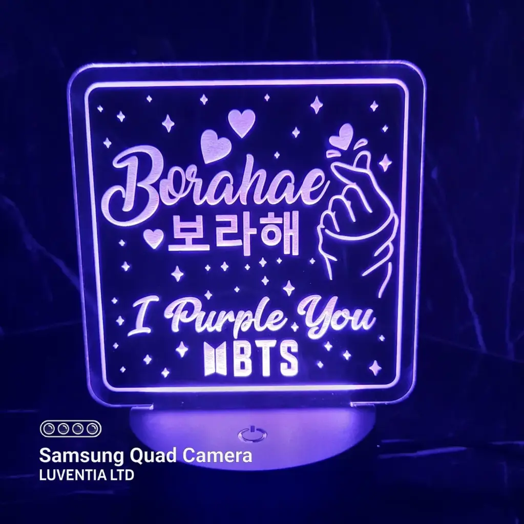BTS Borahae - Led Lamp - Engraving (15cm)