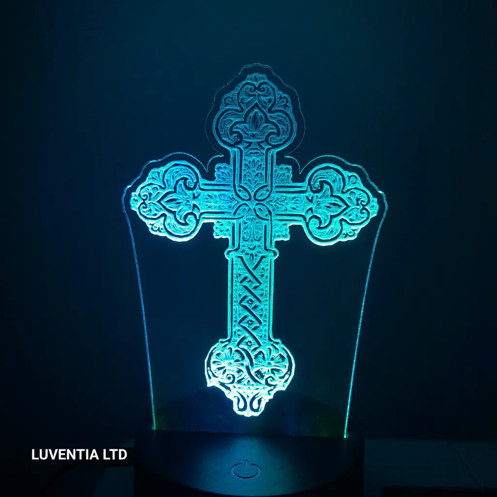 Christian Cross - Led Lamp - Engraving (15cm)