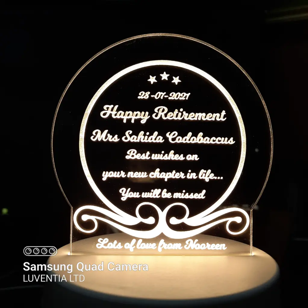 Happy Retirement - Led Lamp - Engraving (15cm)