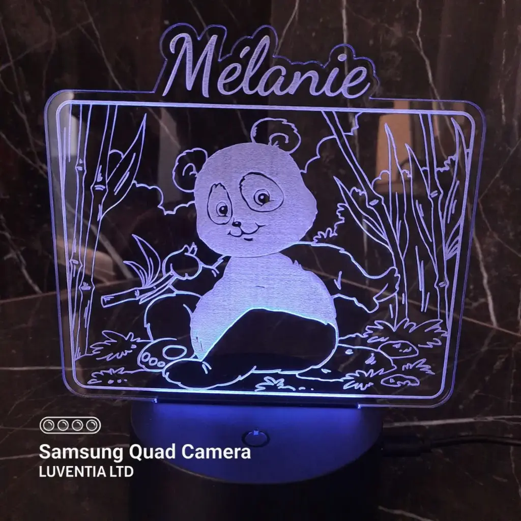 Panda Bambou - Led Lamp - Engraving (18cm)