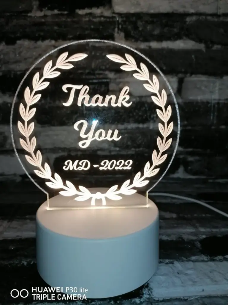 Thank You - Led Lamp - Engraving (15cm)