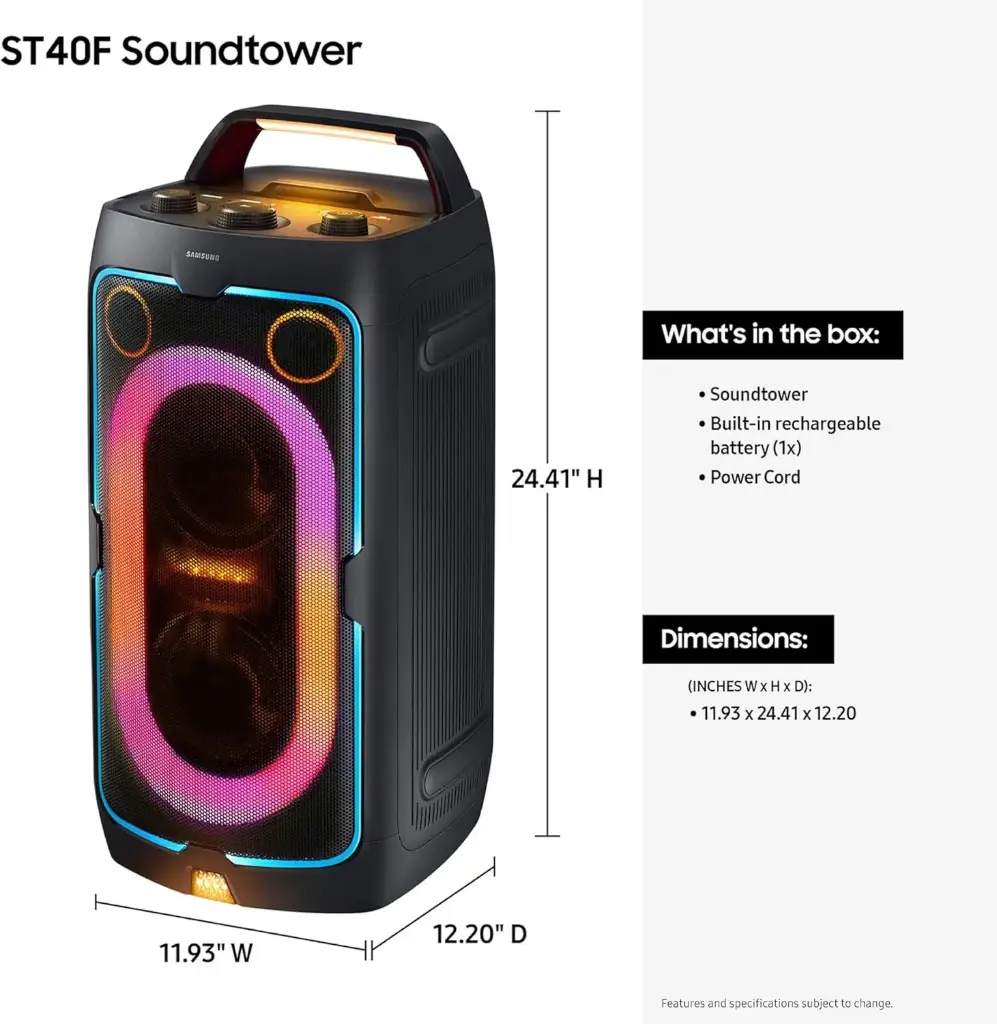 SAMSUNG ST40F Sound Tower 160w Party Speaker with Built-in Battery