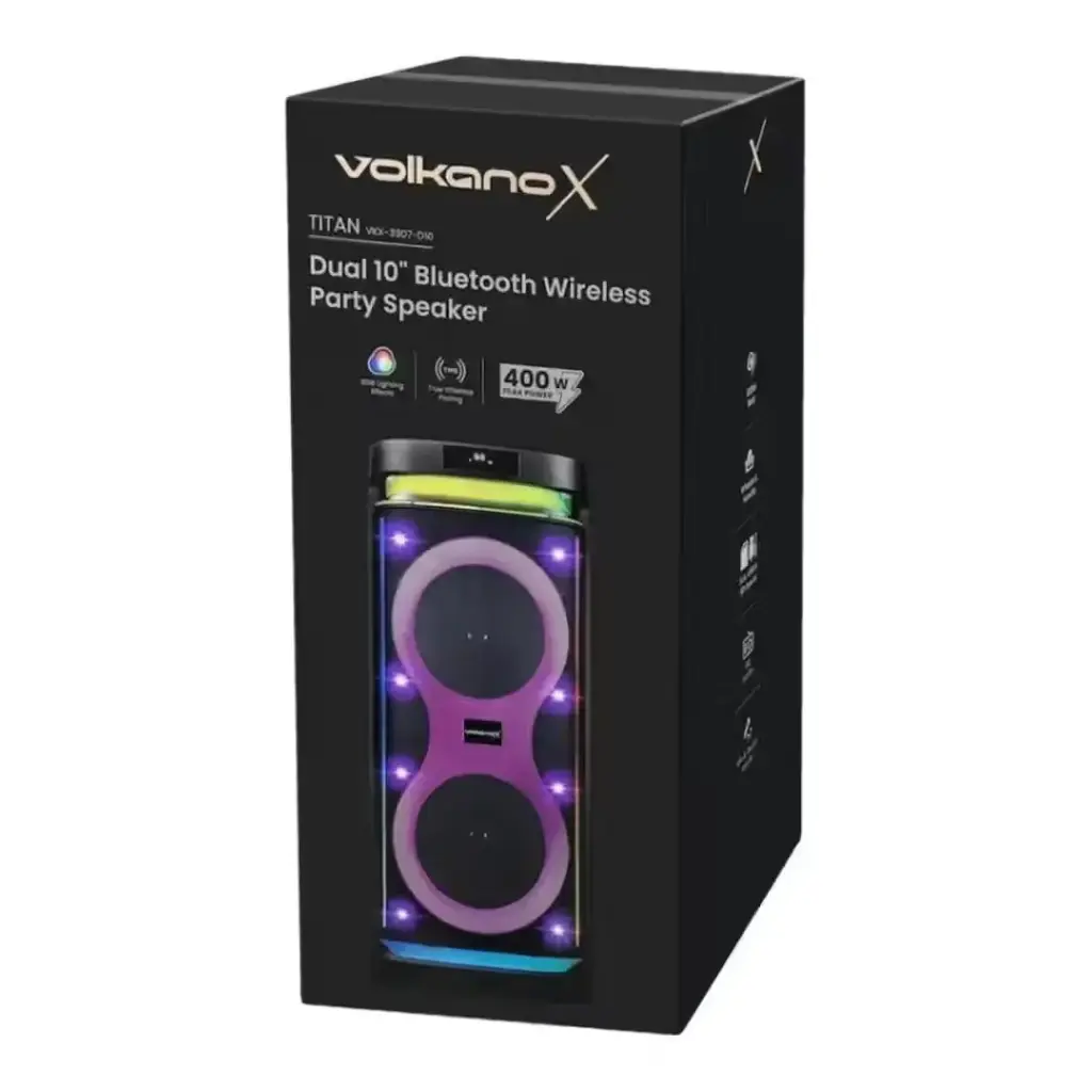 [3G-Volkano X Titan Series Dual 10” Party Speaker VKX-3907-D10] Volkano X Titan Series Dual 10” Party Speaker VKX-3907-D10