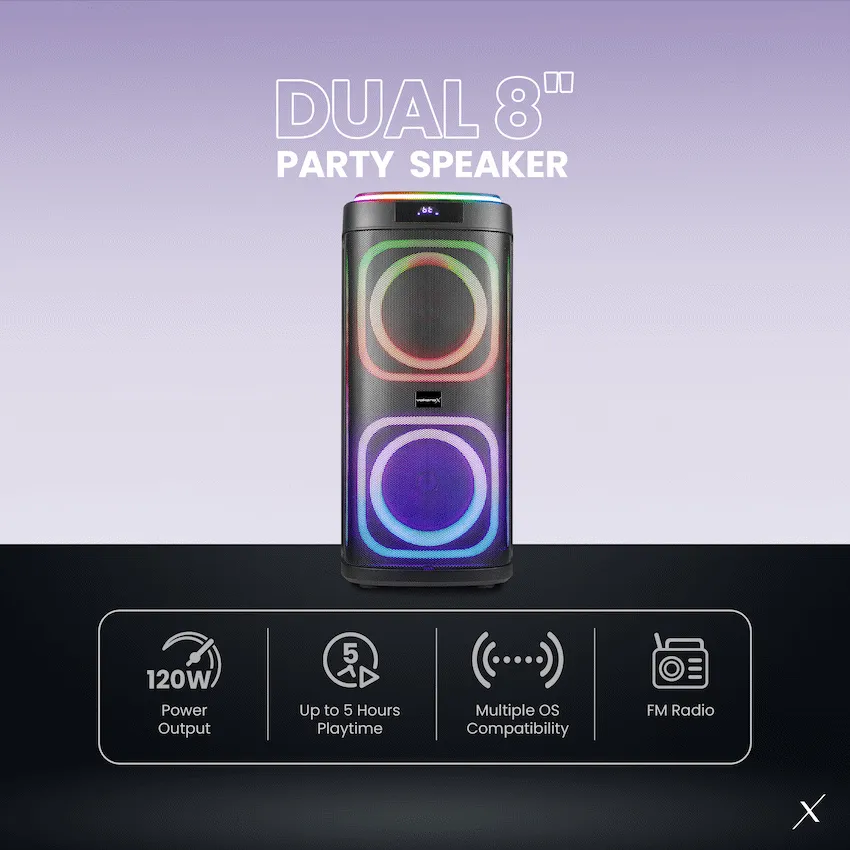 [3G-VolkanoX Master Model: VKX-3901-D8-BK] VolkanoX Master Series Dual 8" Party Speaker Model: VKX-3901-D8-BK