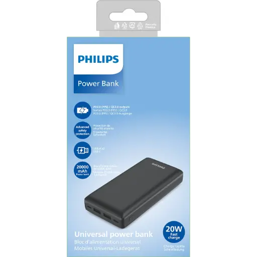 [CS- DLP7721C/10] Philips Power Bank 20,000mAh with USB A and USB C - DLP7721C/10