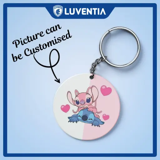 Keychain Cartoon -Stitch & Angel Love