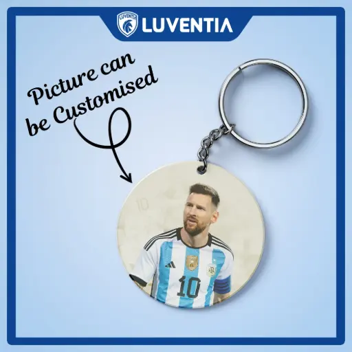 Keychain Football - Messi 10 white & blue