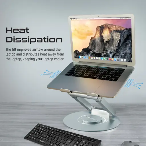 [CS-DESKMATE-6.GREY] Promate Ergonomic Multi-Level Aluminium Laptop Stand - DESKMATE-6.GREY