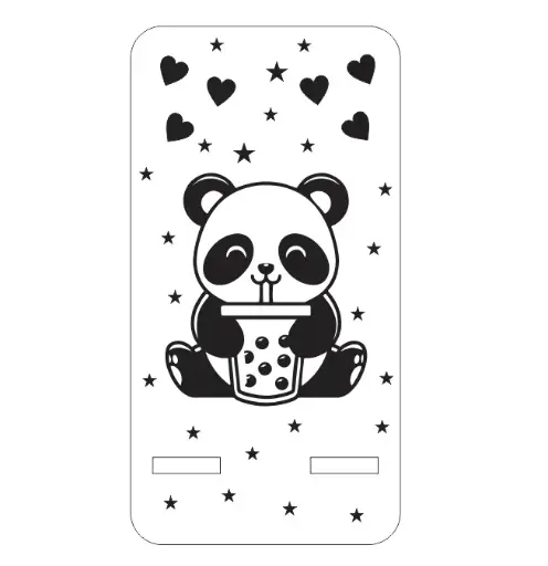 Phone Holder Engraving - Cartoon - Panda Bubble Tea