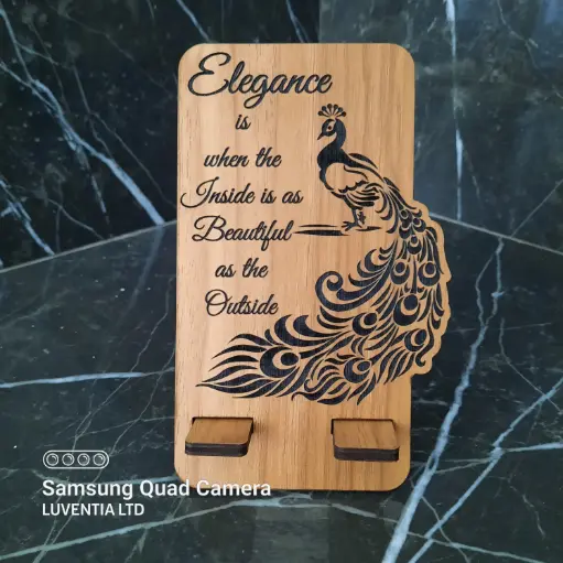 Phone Holder Engraving - Elegance Peacock 