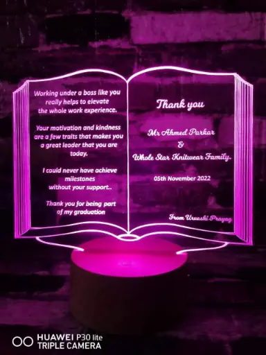 Book Design - Led Lamp - Engraving (18cm)