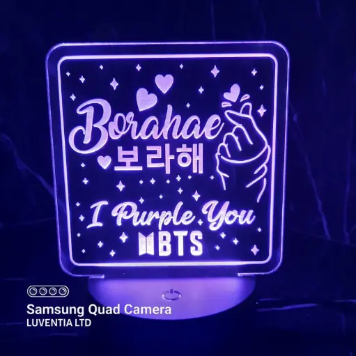 BTS Borahae - Led Lamp - Engraving (15cm)