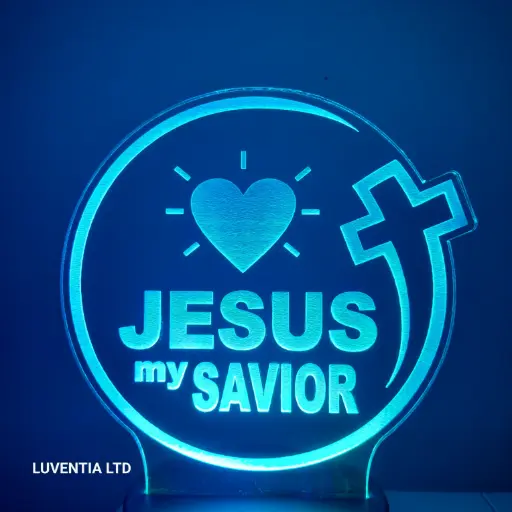 Jesus My Saviour - Led Lamp - Engraving (15cm)