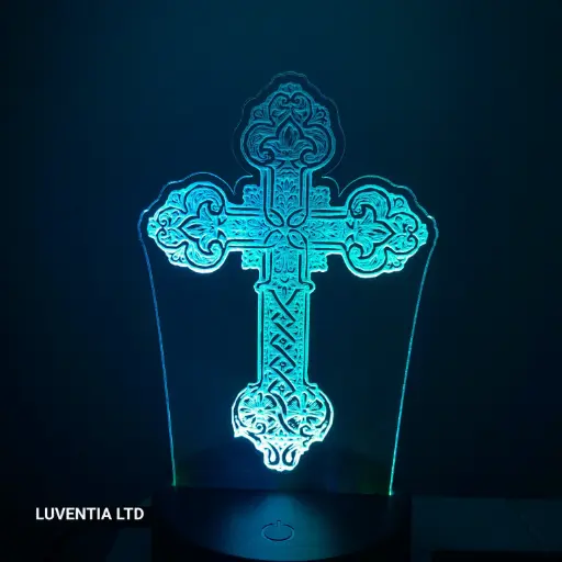 Christian Cross - Led Lamp - Engraving (15cm)