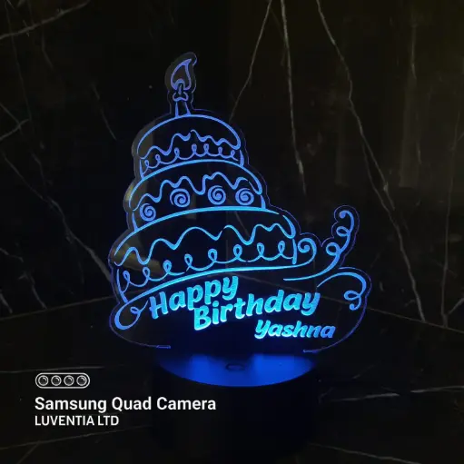 Birthday Cake - Led Lamp - Engraving (18cm)
