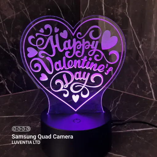 Happy Valentine's Day 2- Led Lamp - Engraving (15cm)