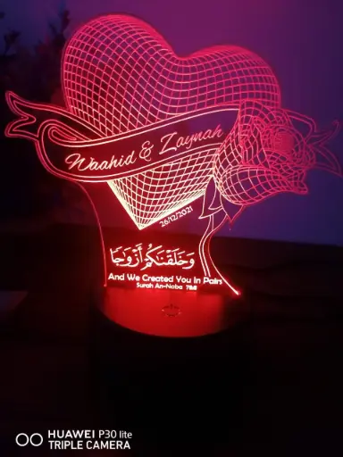 3D Heart - Led Lamp - Engraving (15cm)
