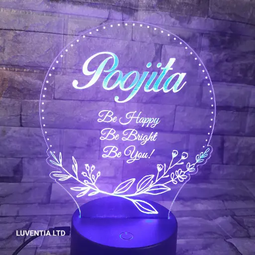 Round with dotted Border - Led Lamp - Engraving (18cm)