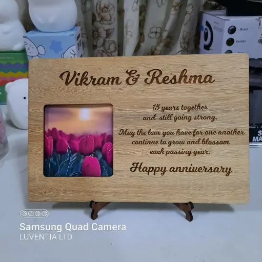 Happy Anniversary- Wooden Frame A4 