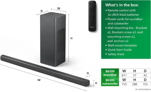 [CS-Philips Soundbar 2.1 TAB6309/10] Philips Soundbar 2.1 TAB6309/10 